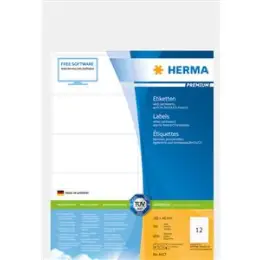Etiketten Herma 4417 Premium 105 x 48 mm selbstklebend, weiß, Inkjet Laser Kopierer, Pack 6000 Stk/500 Blatt
