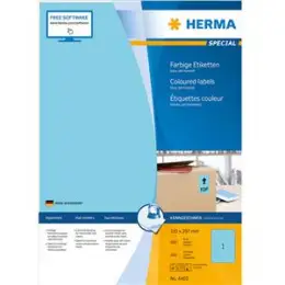 Etiketten Herma 4403 Special 210 x 297 mm selbstklebend, blau, Inkjet Laser Kopierer, Pack 100 Stk/100 Blatt