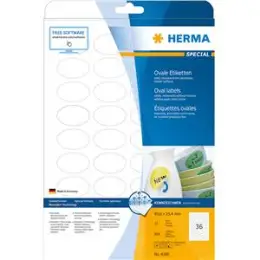 Etiketten Herma 4380 Special 40,6 x 25,4 mm oval, selbstklebend, wiederablösbar weiß, Inkjet Laser Kopierer, Pack 900 Stk/25 Blatt