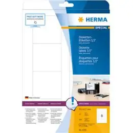 Disketten-Etiketten Herma 4355 Special 70 x 67,7 mm selbstklebend, weiß, Inkjet Laser Kopierer, Pack 200 Stk/25 Blatt