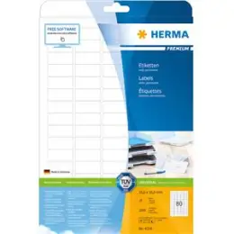 Etiketten Herma 4336 Premium 35,6 x 16,9 mm selbstklebend, weiß, Inkjet Laser Kopierer, Pack 2000 Stk/25 Blatt