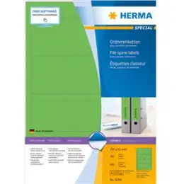 Ordner-Rückenschild Etiketten Herma 4299 Special kurz/breit, selbstklebend, blanko, grün, Inkjet Laser Kopierer, Pack 400 Stk/100 Blatt