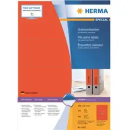 Ordner-Rückenschild Etiketten Herma 4297 Special kurz/breit, matt, selbstklebend, blanko, rot, Inkjet Laser Kopierer, Pack 400 Stk/100 Blatt
