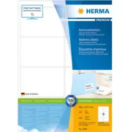 Adressetiketten Herma 4269 Premium 99,1 x 67,7 mm selbstklebend, weiß, Inkjet Laser Kopierer, Pack 800 Stk/100 Blatt