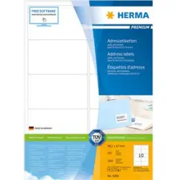Adressetiketten Herma 4268 Premium 99,1 x 57 mm selbstklebend, weiß, Inkjet Laser Kopierer, Pack 1000 Stk/100 Blatt