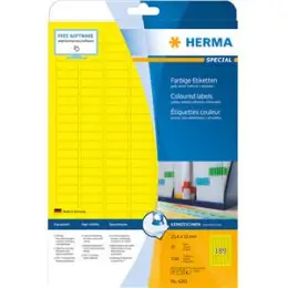 Etiketten Herma 4243 Special 25,4 x 10 mm selbstklebend ablösbar, gelb, Inkjet Laser Kopierer, Pack 3780 Stk/20 Blatt