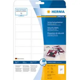 Sicherheits-Etiketten Herma 4233 Special 63,5 x 29,6 mm weiß Folie, Laser, Pack 675 Stk