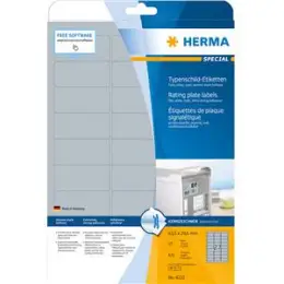 Typenschild-Etiketten Herma 4222 Special 63,5 x 29,6 silber Folie, Pack 675 Stk/25 Blatt