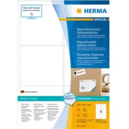 Adressetiketten Herma 10317 Special 99,1 x 93,1 mm selbstklebend, repositionierbar, blickdicht, weiß, Inkjet Laser Kopierer, Pack 600 Stk/100 Blatt