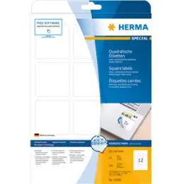 Etiketten Herma 10109 Special 60 x 60 mm quadratisch weiß selbstklebend, ablösbar + wieder haftend, Inkjet Laser Kopierer, Pack 300 Stk/25 Blatt