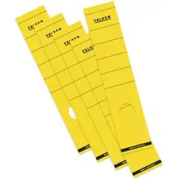 Ordner-Rückenschild Etiketten Falken 11287018 lang/breit, selbstklebend, mit Aufdruck, gelb, Pack 10 x 10 Stk