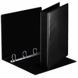 Panorama Ringbuch Esselte 49717 A4, 4 Ringe Ø 30 mm, Pappe/PP-Folie, 2 Außentaschen, D-Ring-Mechanik, schwarz, Pack 10 Stk