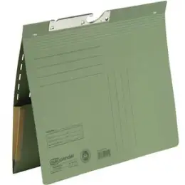 Pendelhefter Elba 100570024 90463GN A4, Karton 320g, kaufmännische Heftung, mit Tasche, grün, Pack 50 Stk
