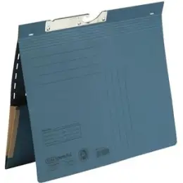 Pendelhefter Elba 100570023 90463BL A4, Karton 320g, kaufmännische Heftung, mit Tasche, blau, Pack 50 Stk
