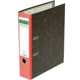 Ordner Elba 100555313 10407RO Rado A4, 80mm, Pappe/Wolkenmarmor, roter Rücken