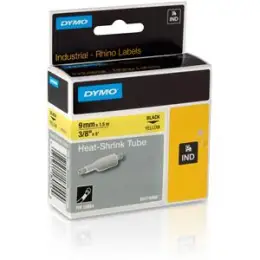 Schriftband-Kassette Dymo S0718290 18054 Rhino 9mm x 1,5m, Heißschrumpfschlauch IND, schwarz auf gelb
