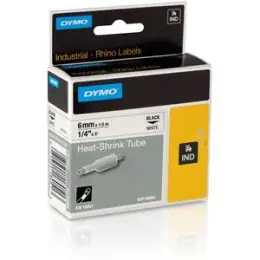 Schriftband-Kassette Dymo S0718260 18051 Rhino 6mm x 1,5m, Heißschrumpfschlauch IND, schwarz auf weiß