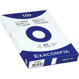 Karteikarten Exacompta 3308B A8 blanko weiß, Pack 100 Stk