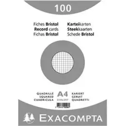 Karteikarten Exacompta 10206E A4 kariert weiß, Pack 100 Stk