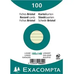 Karteikarten Exacompta 10849SE A6 liniert grün, Pack 100 Stk