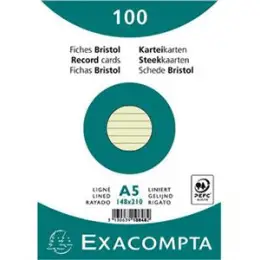 Karteikarten Exacompta 10848SE A5 liniert grün, Pack 100 Stk