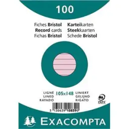 Karteikarten Exacompta 10839SE A6 liniert rosa, Pack 100 Stk
