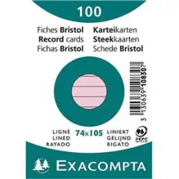 Karteikarten Exacompta 10830SE A7 liniert rosa, Pack 100 Stk