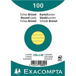 Karteikarten Exacompta 10829SE A6 liniert gelb, Pack 100 Stk