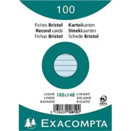 Karteikarten Exacompta 10819SE A6 liniert blau, Pack 100 Stk