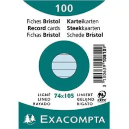 Karteikarten Exacompta 10810SE A7 liniert blau, Pack 100 Stk