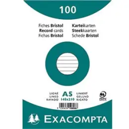 Karteikarten Exacompta 10808SE A5 liniert weiß, Pack 100 Stk