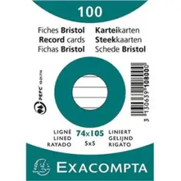 Karteikarten Exacompta 10800SE A7 liniert weiß, Pack 100 Stk