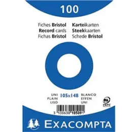 Karteikarten Exacompta 10509E A6 blanko weiß, Pack 100 Stk