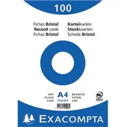 Karteikarten Exacompta 10506E A4 blanko weiß, Pack 100 Stk