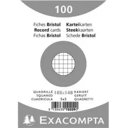 Karteikarten Exacompta 10209E A6 kariert weiß, Pack 100 Stk