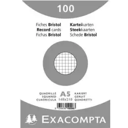 Karteikarten Exacompta 10200SE A7 kariert weiß, Pack 100 Stk