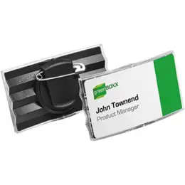 Namensschild Durable 8128-58 812858 40 x 75 mm, konvex mit drehbarem Clip, anthrazit, Pack 25 Stk