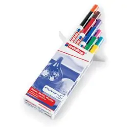 Glanzlack-Marker Edding 751 4-751-9-999 1-2mm, Rundspitze, 10er-Set, schwarz, rot, blau, grün, gelb, orange, braun, violett, rosa, hellblau