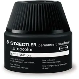 Permanentmarker-Nachfülltusche Staedtler 48850-9 488 50-9 Lumocolor schwarz, für Permanentmarker Lumocolor 350, Pack 4 x Flasche je 30ml