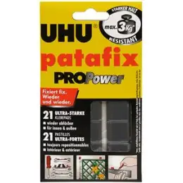 Klebepads UHU 47905 patafix PROPower wiederablösbar anthrazit, Pack 12 x 21 Stk