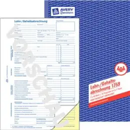 Lohnabrechnung Avery Zweckform 1759 A4 2 x 40 Blatt selbstdurchschreibend SD
