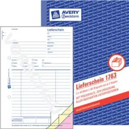 Lieferschein Avery Zweckform 1763 A5, 3 x 40 Blatt, mit Preisspalte, selbstdurchschreibend SD, Pack 10 Stk