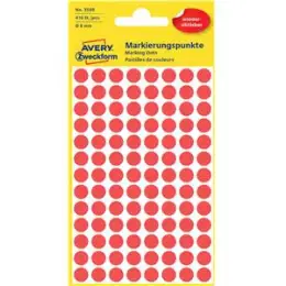 Markierungspunkte Avery Zweckform 3589 8mm rot wiederablösbar, Pack 416 Stk/4 Blatt
