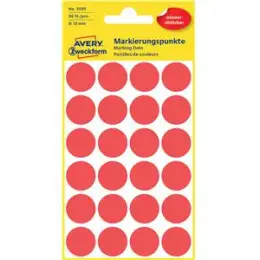 Markierungspunkte Avery Zweckform 3595 18mm rot wiederablösbar, Pack 96 Stk/4 Blatt