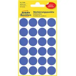 Markierungspunkte Avery Zweckform 3596 18mm blau wiederablösbar, Pack 96 Stk/4 Blatt