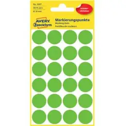 Markierungspunkte Avery Zweckform 3597 18mm grün wiederablösbar, Pack 96 Stk/4 Blatt