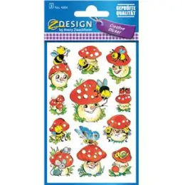 Schmuck-Etiketten Avery Zweckform 4304 Lustige Pilze, Pack 10 x 33 Stk/3 Blatt