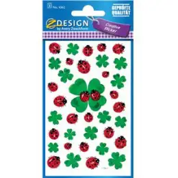 Schmuck-Etiketten Avery Zweckform 4362 Kleeblätter + Käfer, Pack 108 Stk/3 Blatt