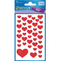 Schmuck-Etiketten Avery Zweckform 4371 Herzen rot verschieden Größen, Pack 10 x 111 Stk/3 Blatt