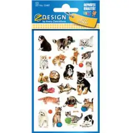 Schmuck-Etiketten Avery Zweckform 53487 Hunde + Katzen Papier, Pack 10 x 63 Stk/3 Blatt